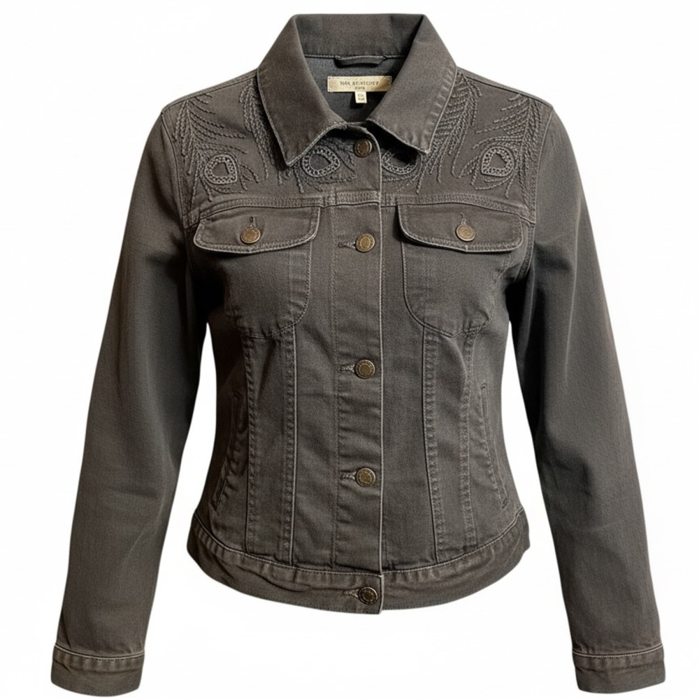 See By Chloe Black Destressed Denim Jacket  Made in Italy Size Small